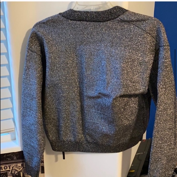 Topshop silver bomber jacket size 8 - Picture 2 of 3